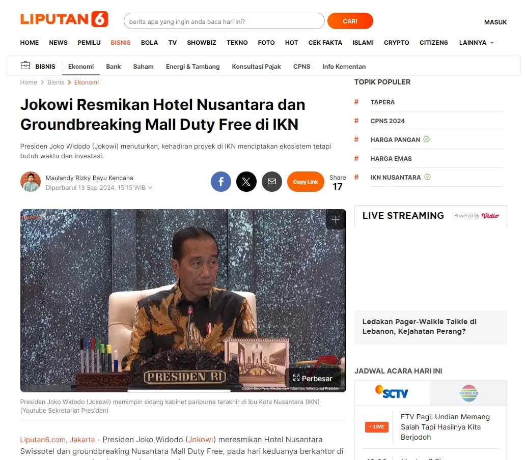 Jokowi Resmikan Hotel Nusantara dan Groundbreaking Mall Duty Free di IKN